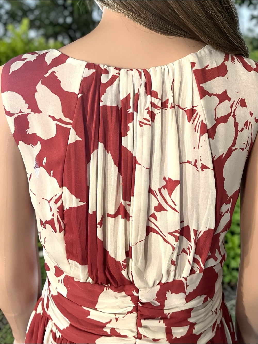 Talbots Pink White Floral Ruched Waist Sleeveless Dress Size 6 - Picture 3 of 6